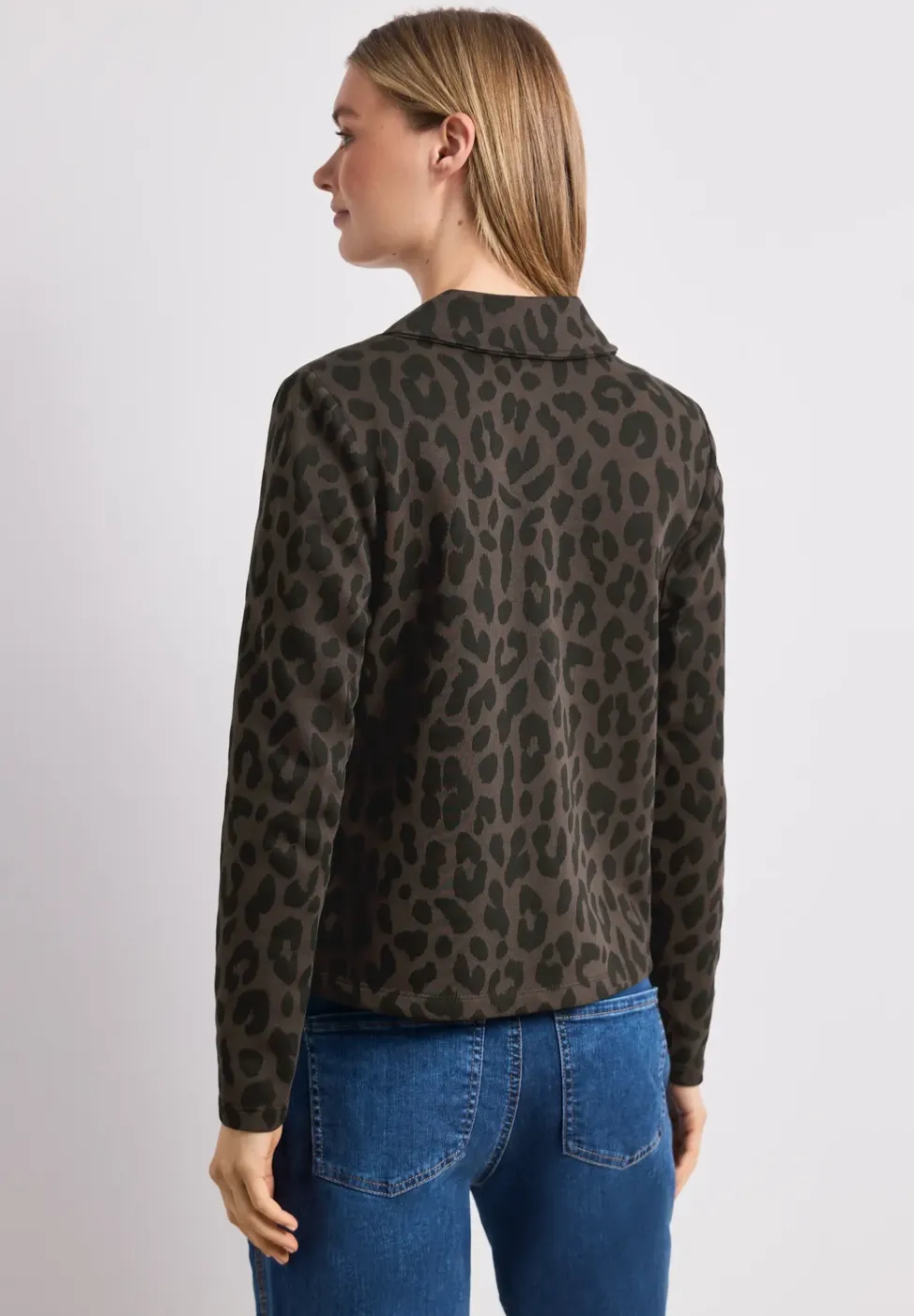 Blazer avec col à revers et motif léopard