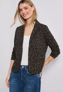 Blazer avec col à revers et motif léopard