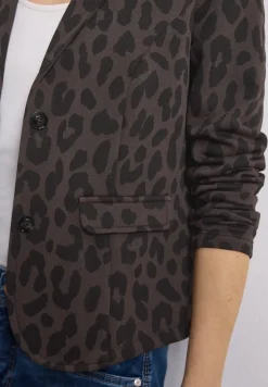 Blazer avec col à revers et motif léopard