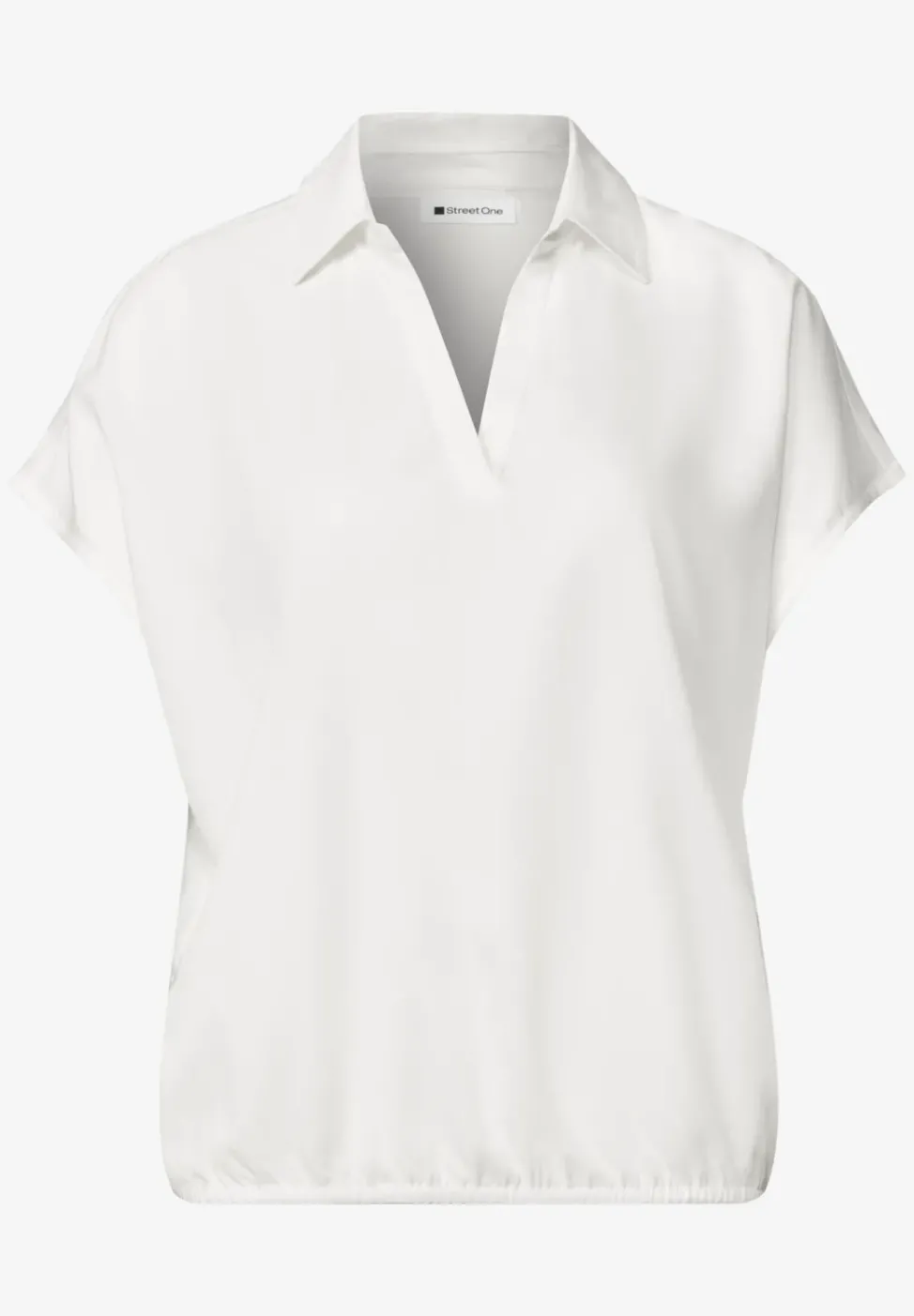 Blouse à col chemise et ourlet élastiqué
