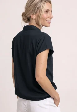 Blouse à col chemise et ourlet élastiqué