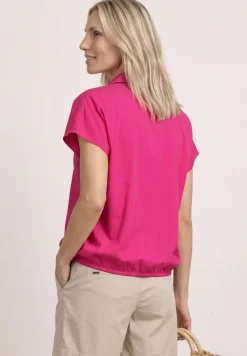 Blouse à col chemise et ourlet élastiqué