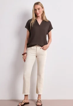 Blouse à col chemise et ourlet élastiqué