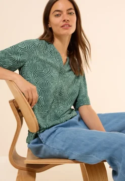 Blouse à col fendu à motifs