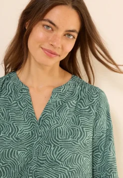 Blouse à col fendu à motifs