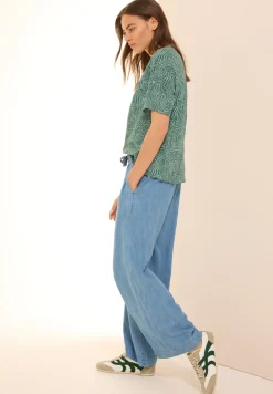 Blouse à col fendu à motifs