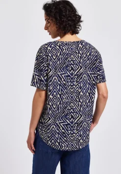 Blouse à col fendu à motifs