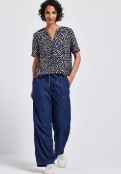 Blouse à col fendu à motifs