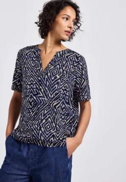 Blouse à col fendu à motifs