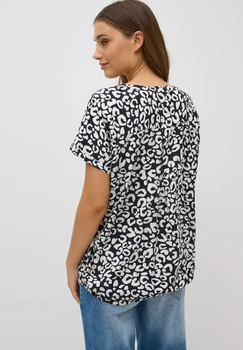 Blouse à col fendu à motifs