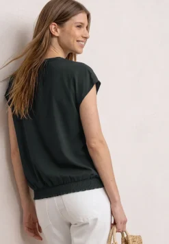 Blouse à col fendu avec détail smocké