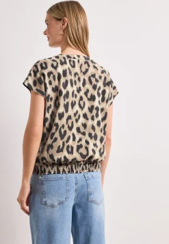 Blouse à col fendu avec détail smocké