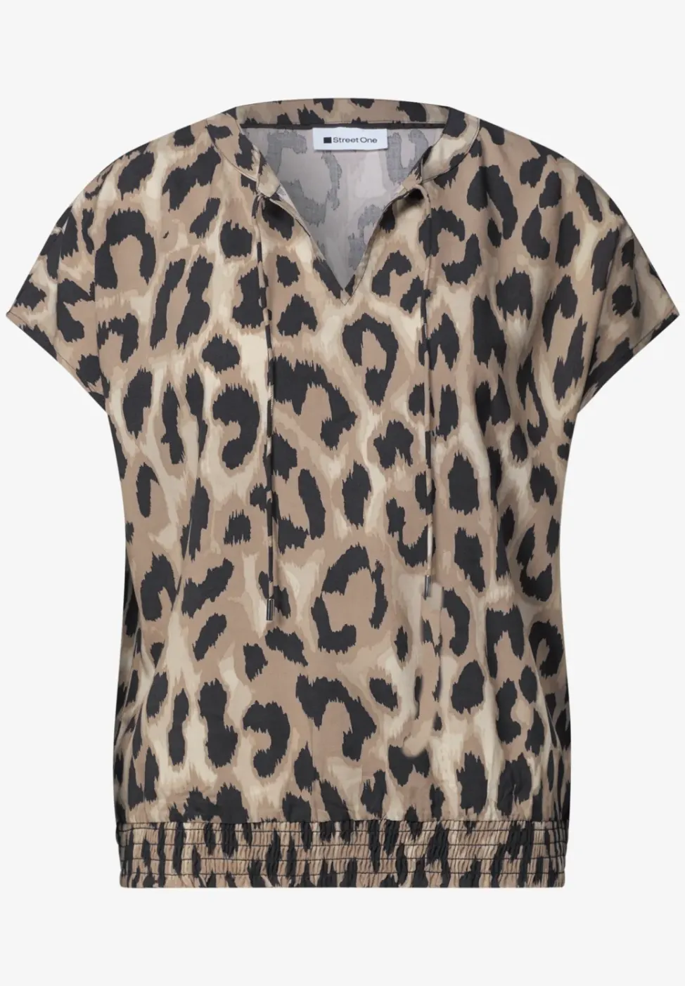 Blouse à col fendu avec détail smocké