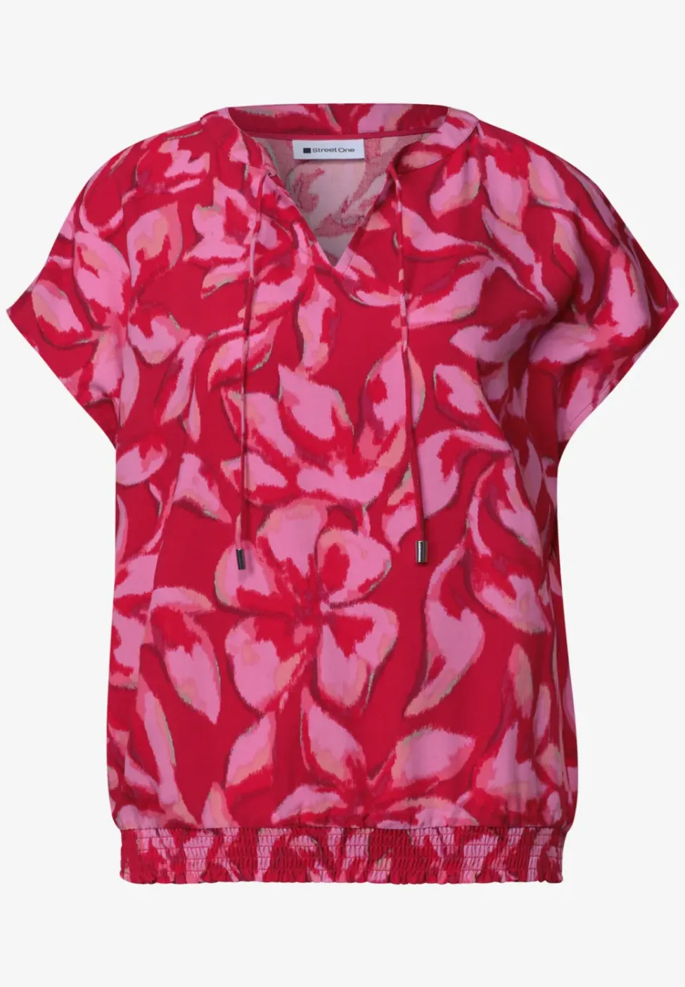 Blouse à col fendu avec détail smocké