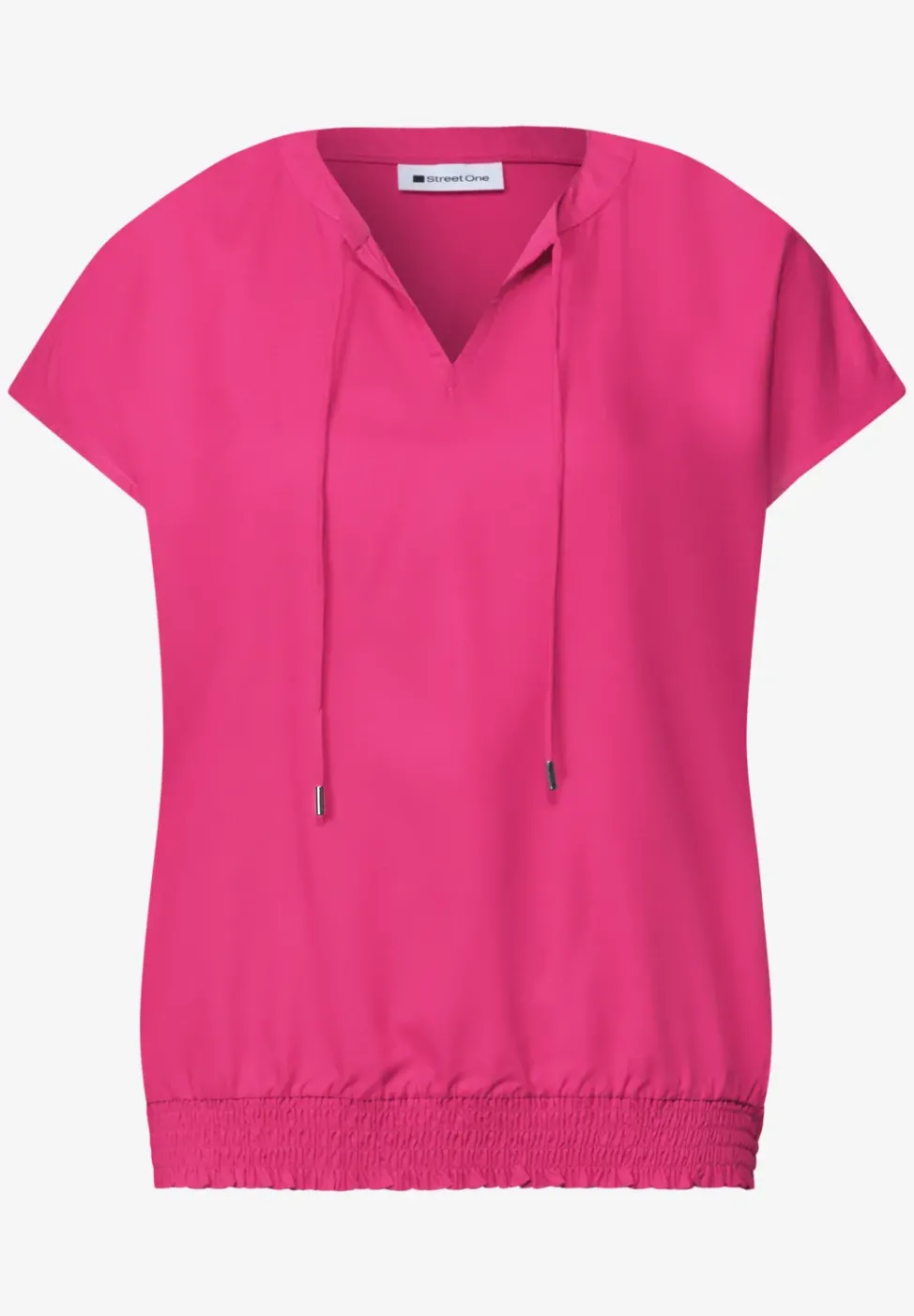Blouse à col fendu avec détail smocké