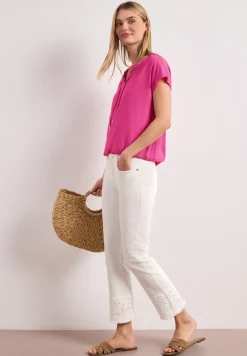 Blouse à col fendu avec détail smocké
