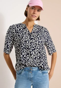Blouse à col fendu avec motif léopard