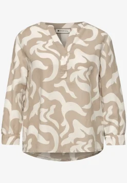 Blouse à col fendu en lin mélangé