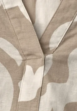 Blouse à col fendu en lin mélangé