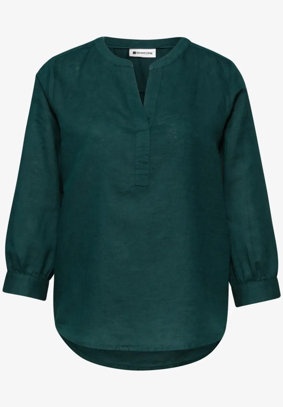 Blouse à col fendu en lin mélangé
