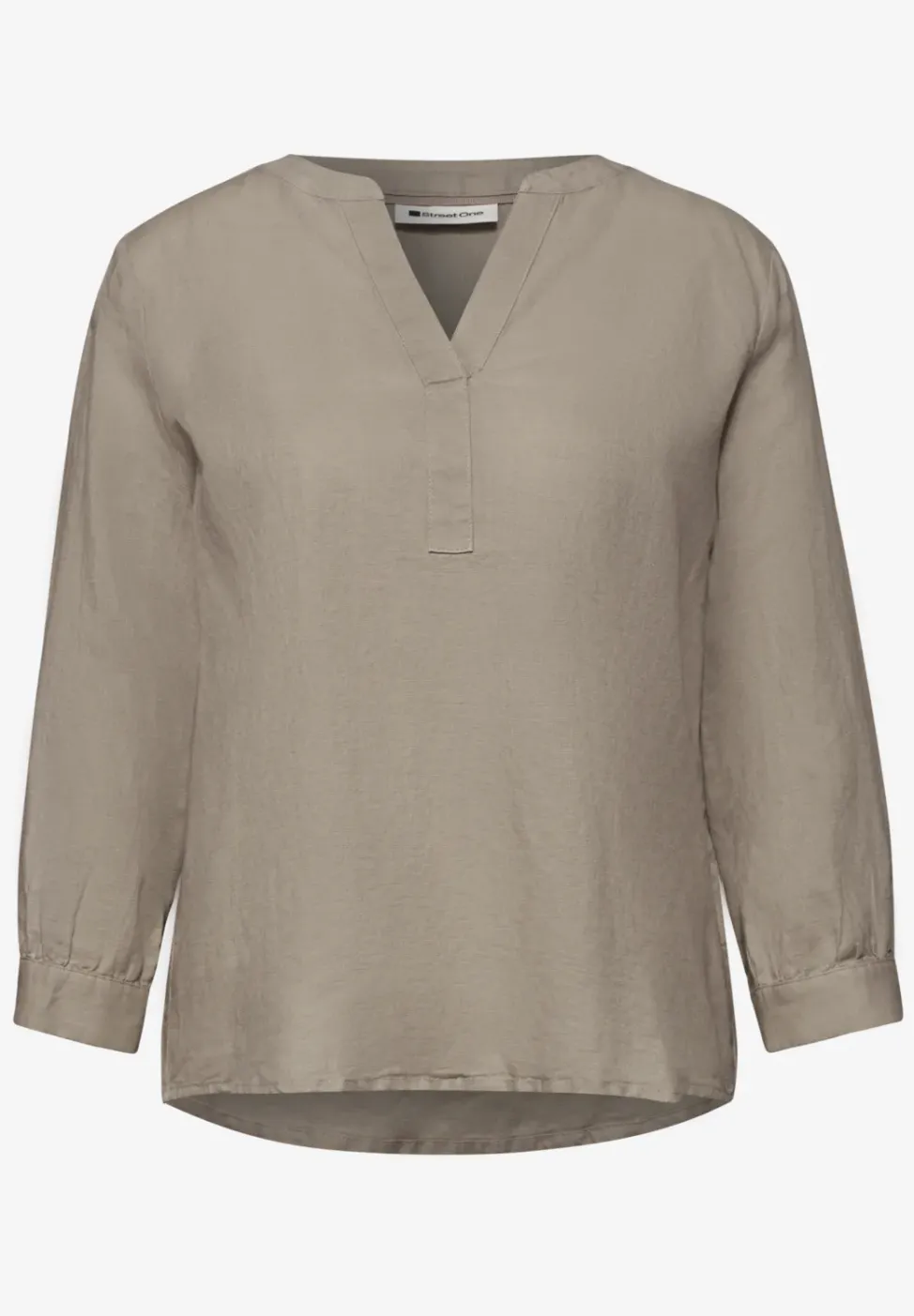 Blouse à col fendu en lin mélangé