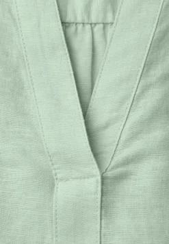 Blouse à col fendu en lin mélangé
