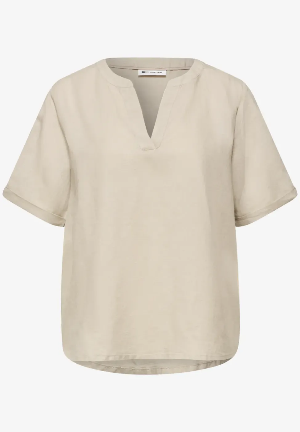 Blouse à col fendu en lin mélangé