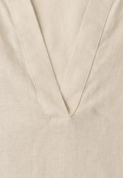 Blouse à col fendu en lin mélangé