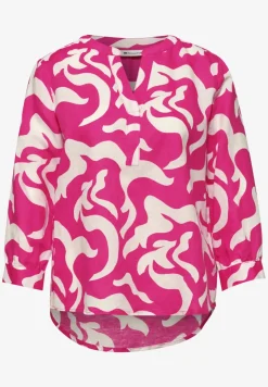 Blouse à col fendu en lin mélangé