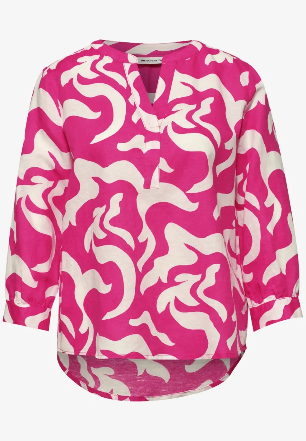 Blouse à col fendu en lin mélangé