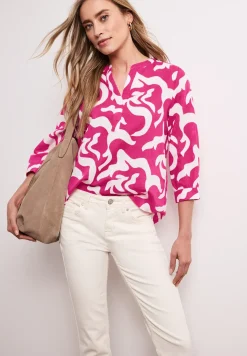 Blouse à col fendu en lin mélangé