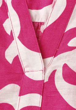 Blouse à col fendu en lin mélangé