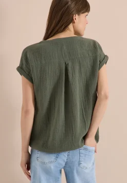 Blouse à col fendu en mousseline de soie