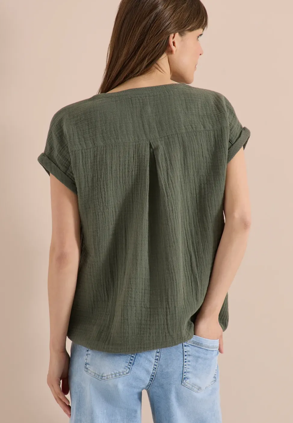 Blouse à col fendu en mousseline de soie
