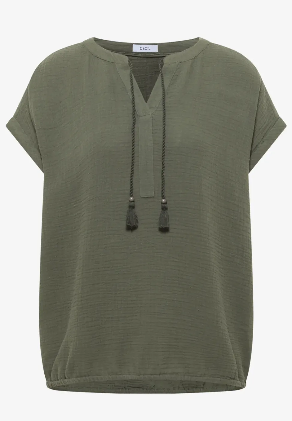 Blouse à col fendu en mousseline de soie
