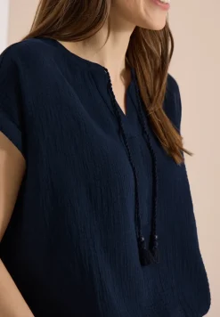 Blouse à col fendu en mousseline de soie