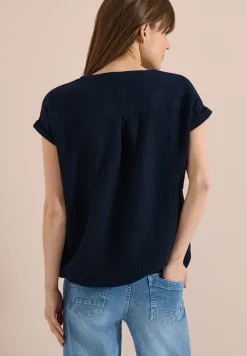 Blouse à col fendu en mousseline de soie
