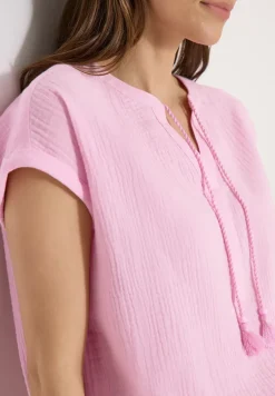 Blouse à col fendu en mousseline de soie