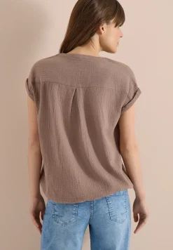 Blouse à col fendu en mousseline de soie