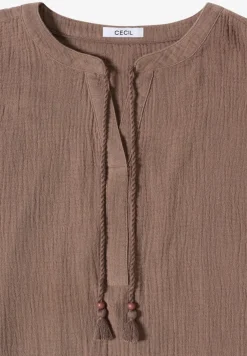 Blouse à col fendu en mousseline de soie