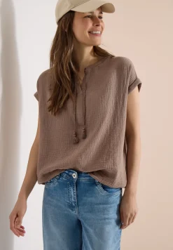 Blouse à col fendu en mousseline de soie