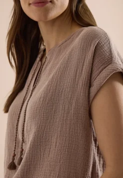 Blouse à col fendu en mousseline de soie