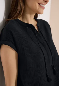Blouse à col fendu en mousseline de soie