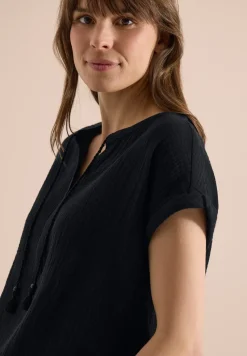 Blouse à col fendu en mousseline de soie