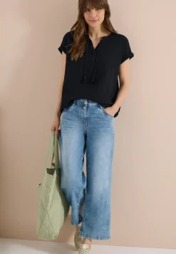 Blouse à col fendu en mousseline de soie