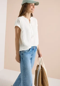 Blouse à col fendu en mousseline de soie