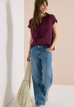 Blouse à col fendu en mousseline de soie