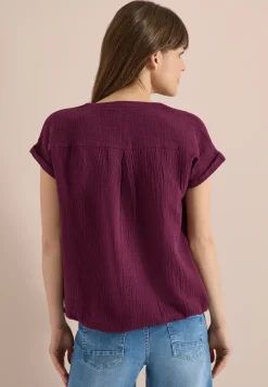 Blouse à col fendu en mousseline de soie