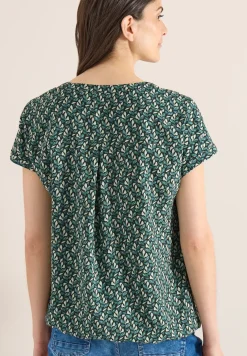 Blouse à col fendu et imprimé minimal