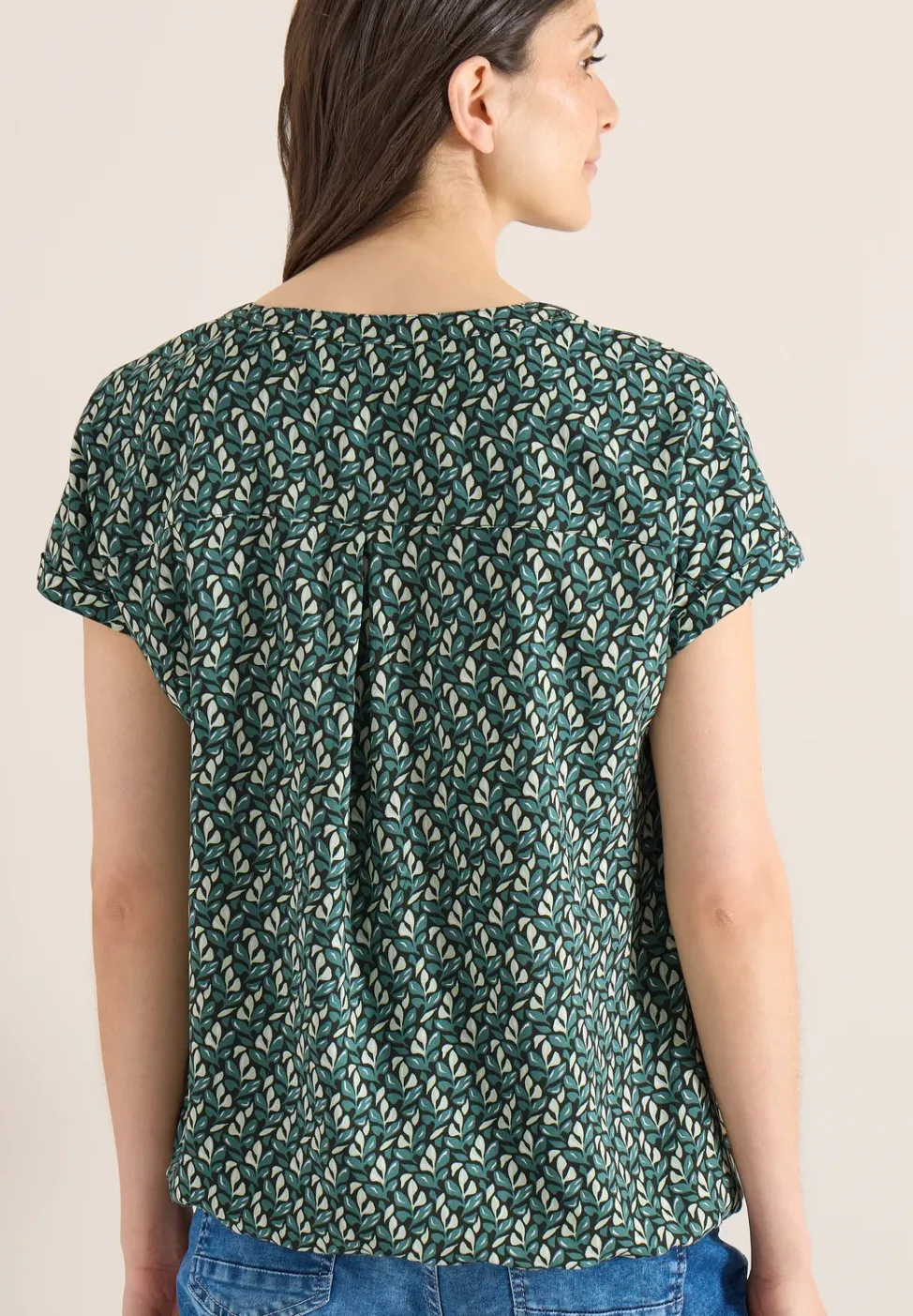 Blouse à col fendu et imprimé minimal